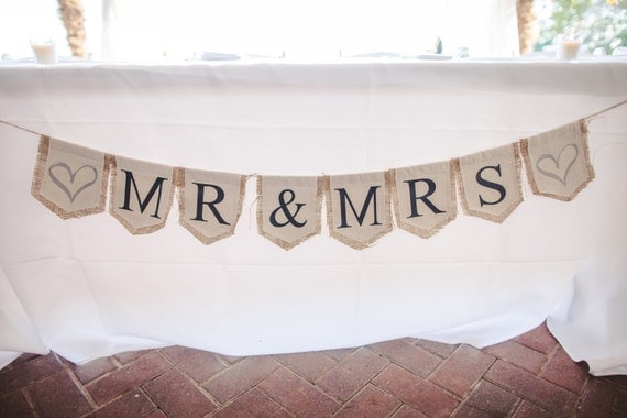 Banner - Mr. & Mrs. - Wedding - Birthday - Special Occasion - Burlap - Vintage - Rustic