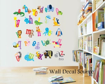 Reusable ABC Wall Decal - Animal Alphabet Decal - Nursery Wall Decal