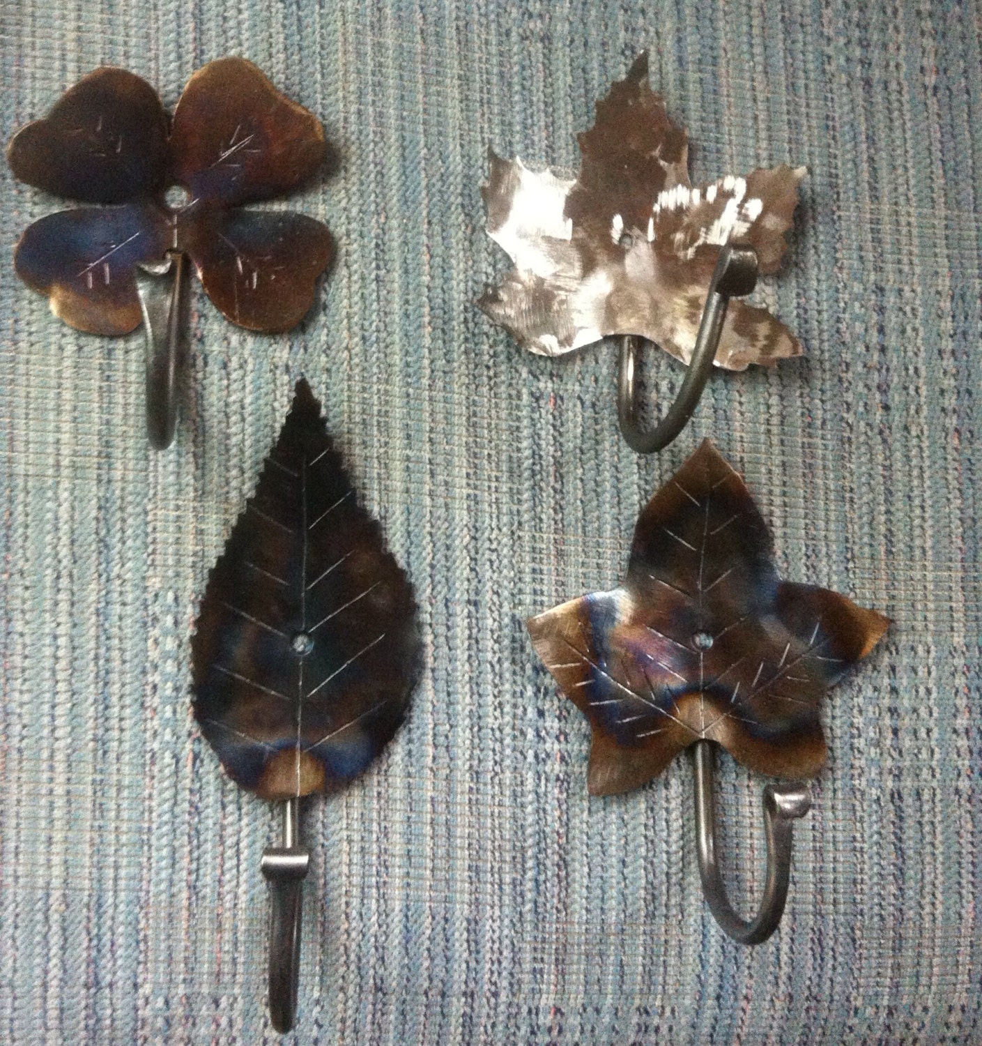 4 Leaf Coat Hooks. Hand by Blacksmith.