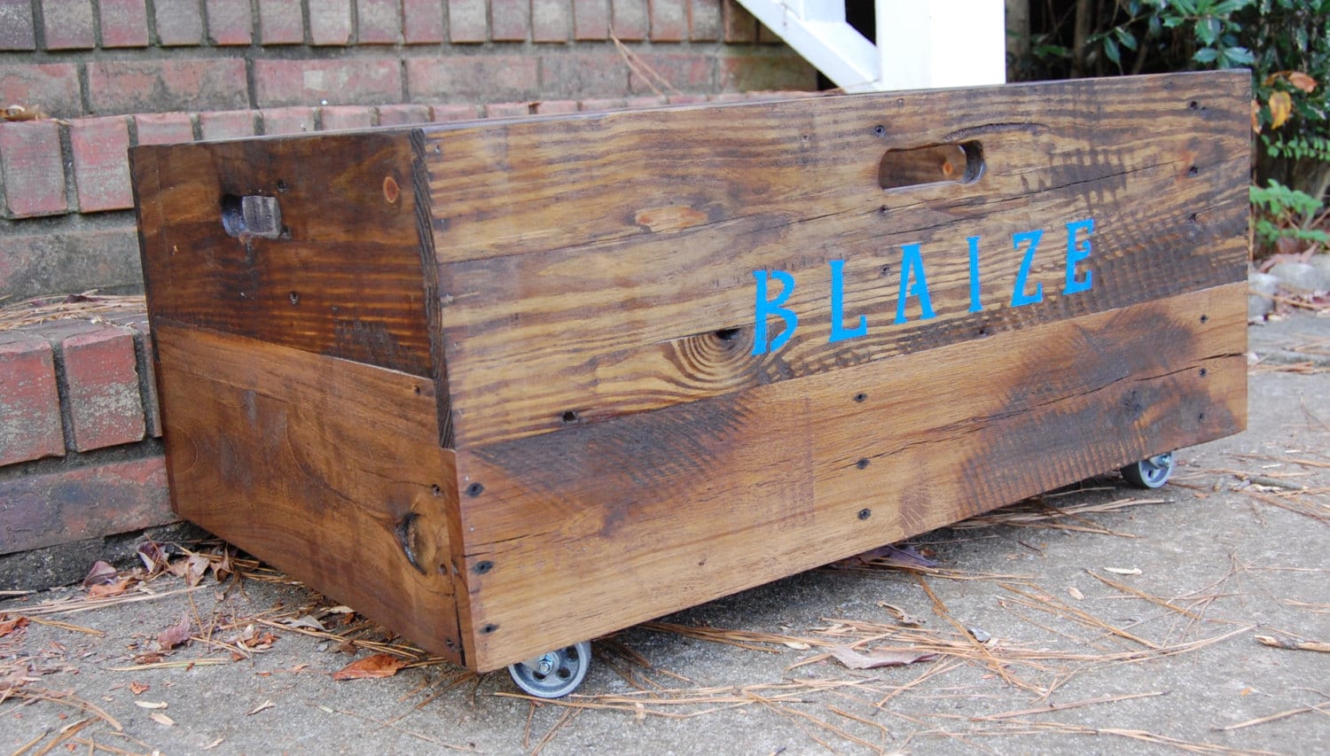 Wooden Crate/ Personalized / X-Large Industrial Rolling Crate