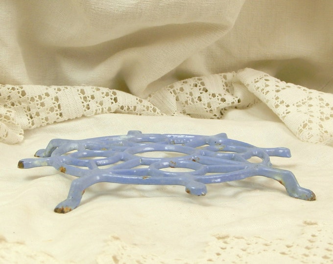 Vintage French Cast Iron Enameled Pale Blue Trivet / Heat Mat / Cottage Kitchenware / French Country Decor/ Retro Home Interior/ Kitchenalia Vintage French Cast Iron Enameled Pale Blue Trivet / Heat Mat / Cottage Kitchenware / French Country Decor/ Retro Home Interior/ Kitchenalia