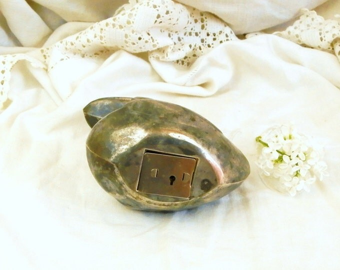 REDUCED TO CLEAR Vintage Metal Toy Duck Money Box, French Country Decor, Piggy Bank, Pocket Money, Retro Vintage Toy, Bird Money Box