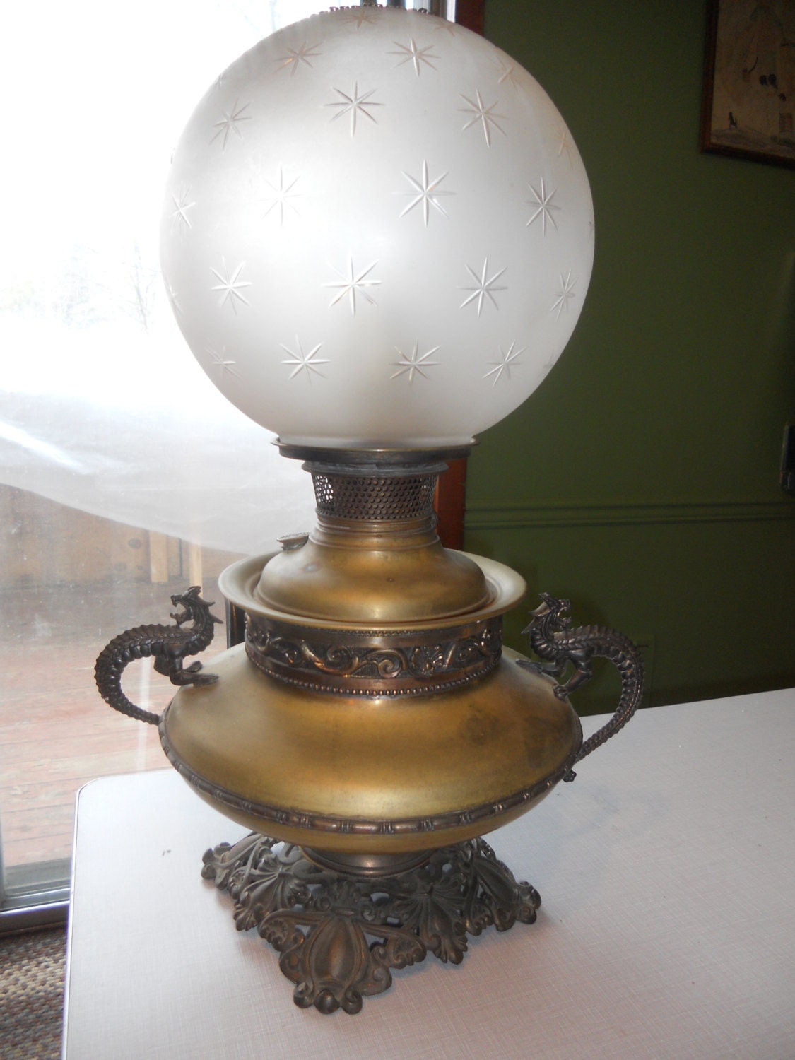 Antique 1893 Bradley & Hubbard Banquet Lamp With Original