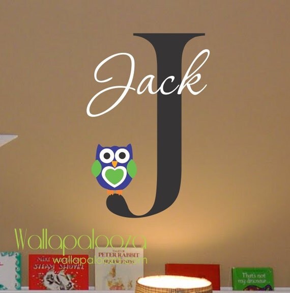 Custom Boy OR Girl Name Wall Decal Nursery Wall Decal Owl