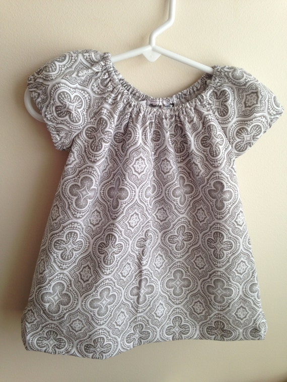 Gray and White Shaped Peasant Dress 12 month 18 by ChubbyFeets