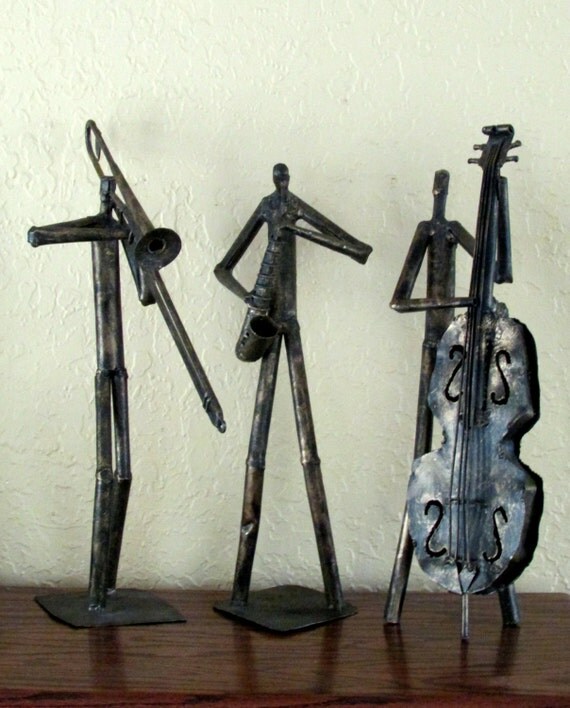 Mid century modern style metal 3 piece abstract jazz band