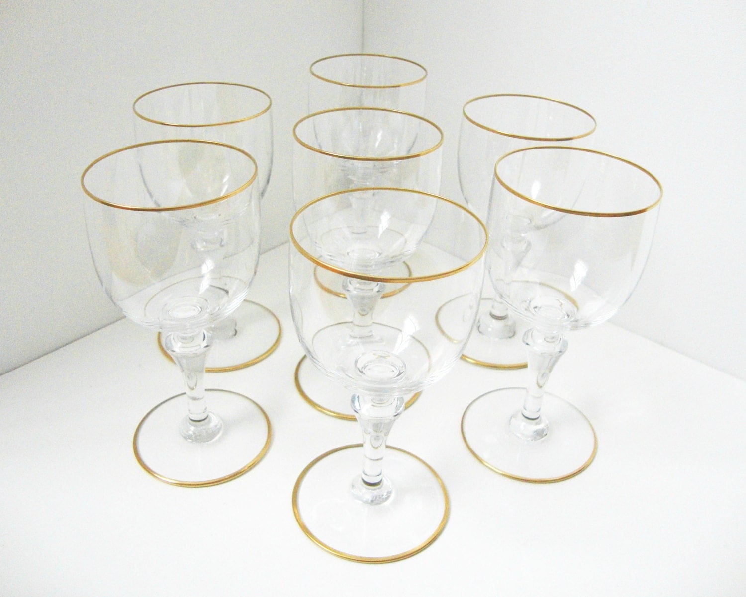 Vintage Baccarat Crystal 7 Piece Set Of Manon Wine Glasses
