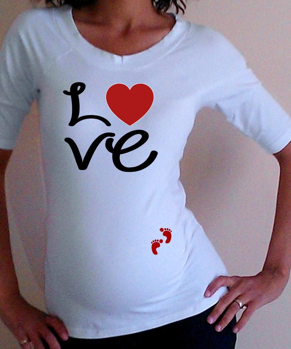 Maternity Cute Love Maternity Shirt White