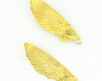 2 pcs of brass wing charm-33x15mm-1175-raw brass