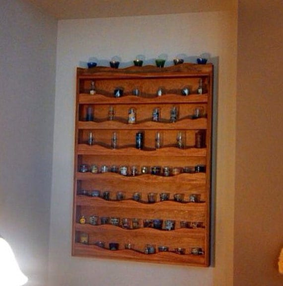 Items Similar To Shot Glass Display Case Shelf Rustic Country Glasses Spice Rack Handmade 4118