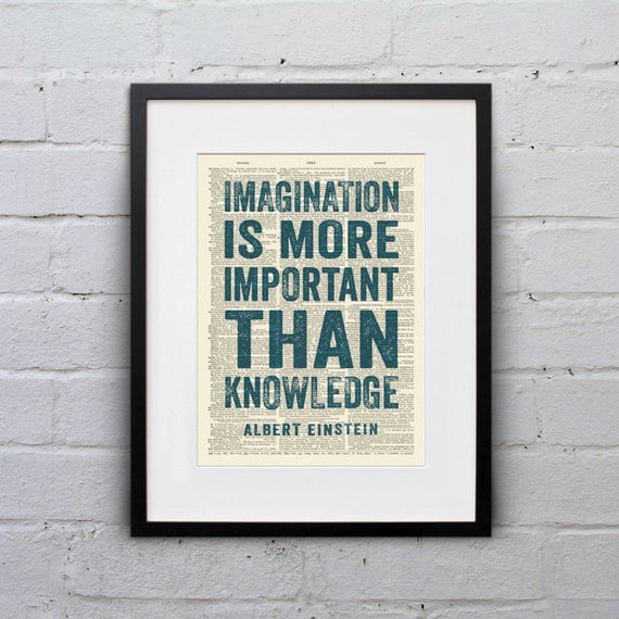 Imagination Is More Important / Albert Einstein - Inspirational Quote Dictionary Page Book Art Print - DPQU008