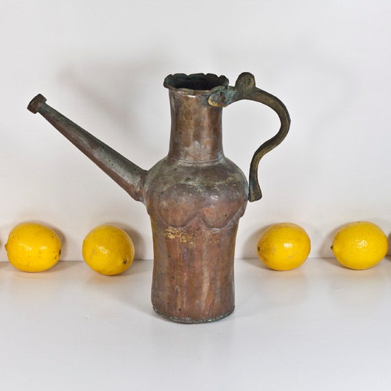 Antique Watering Can Copper Pitcher Vintage Metal Watering