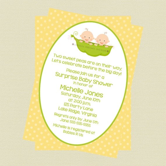 Printable Two Peas in a Pod Boys Baby Shower Invitation - v2 Il_570xn