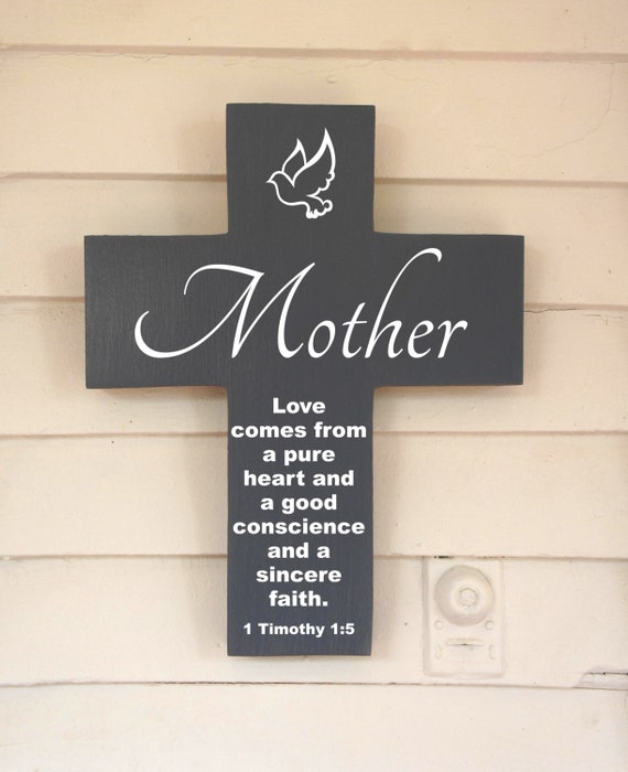Mother or Mothers Day Gift Cross Pine Wood Cross by 