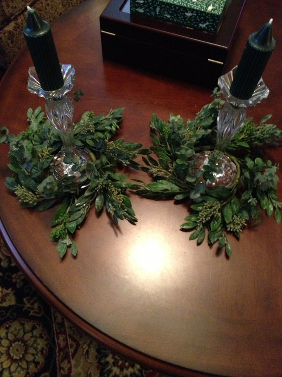 Faux Greenery Candle Rings by NaturalFlairbyAndrea on Etsy