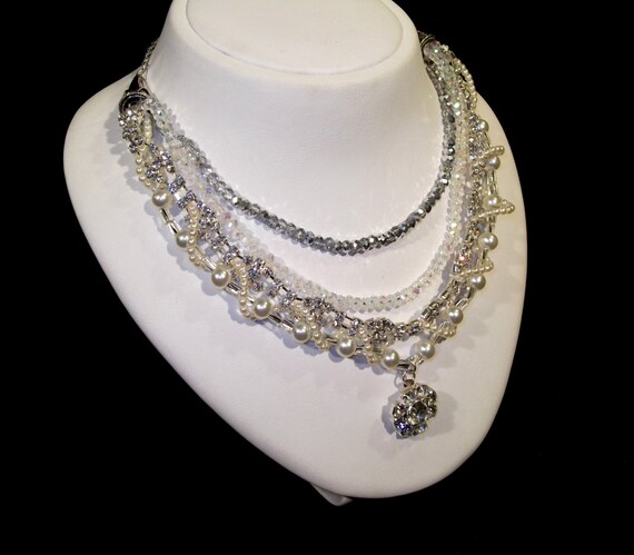 Wedding Pearl Necklace Swarovski Crystalls Swarovski Pearls