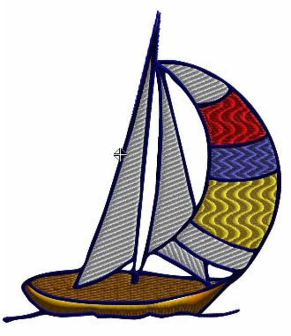 Sailboat Embroidery Machine Design Instant Download by CraftyJacky