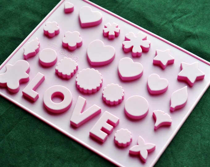 Flexible Silicone Chocolate Mold Ice Candy Molds - Type N 26 LOVE Heart Star