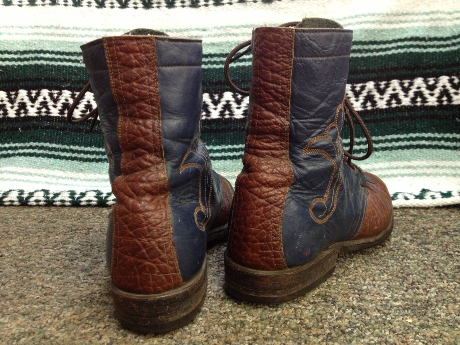 Men's Vintage Lace Up Mexican Leather Boots Size 8 D