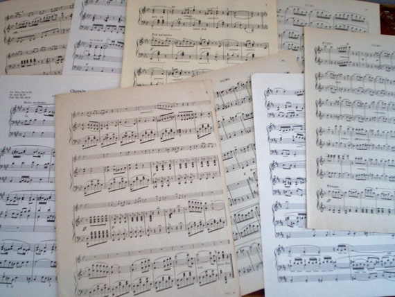 Vintage Antique Sheet Music Paper 20 Full Size 9x