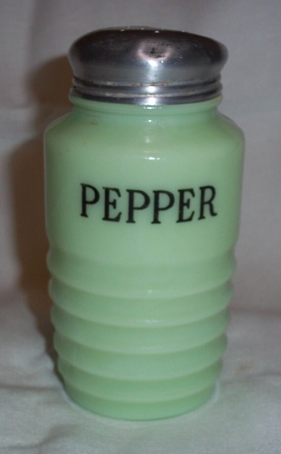 Vintage Glass Jadeite Pepper Shaker