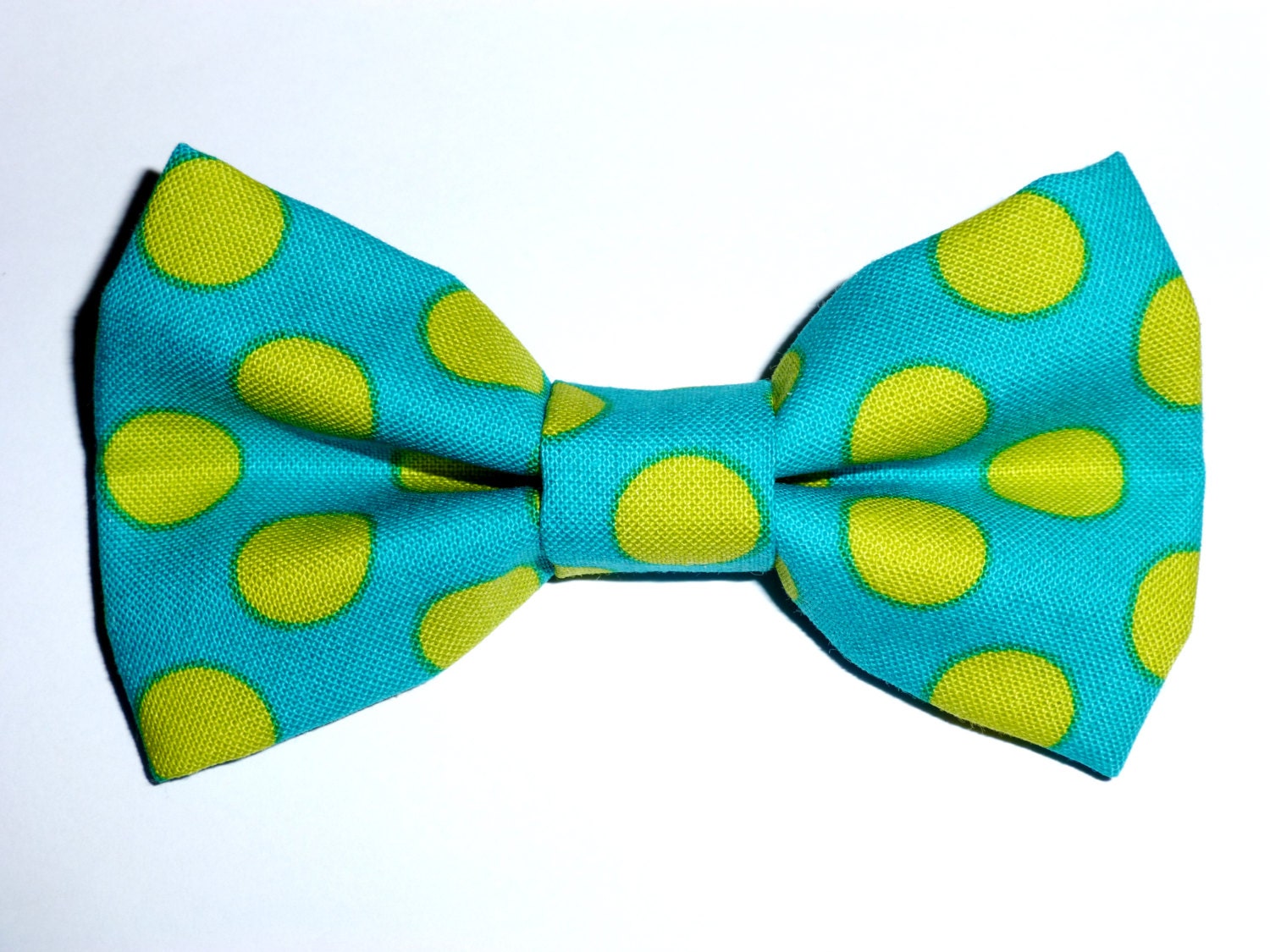 Lime Green and Turquoise Polka Dot Bow Tie for by CarlitoCreations