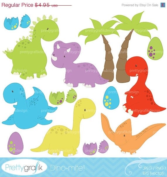 40 OFF SALE dinosaur clipart for by Prettygrafikdesign on Etsy