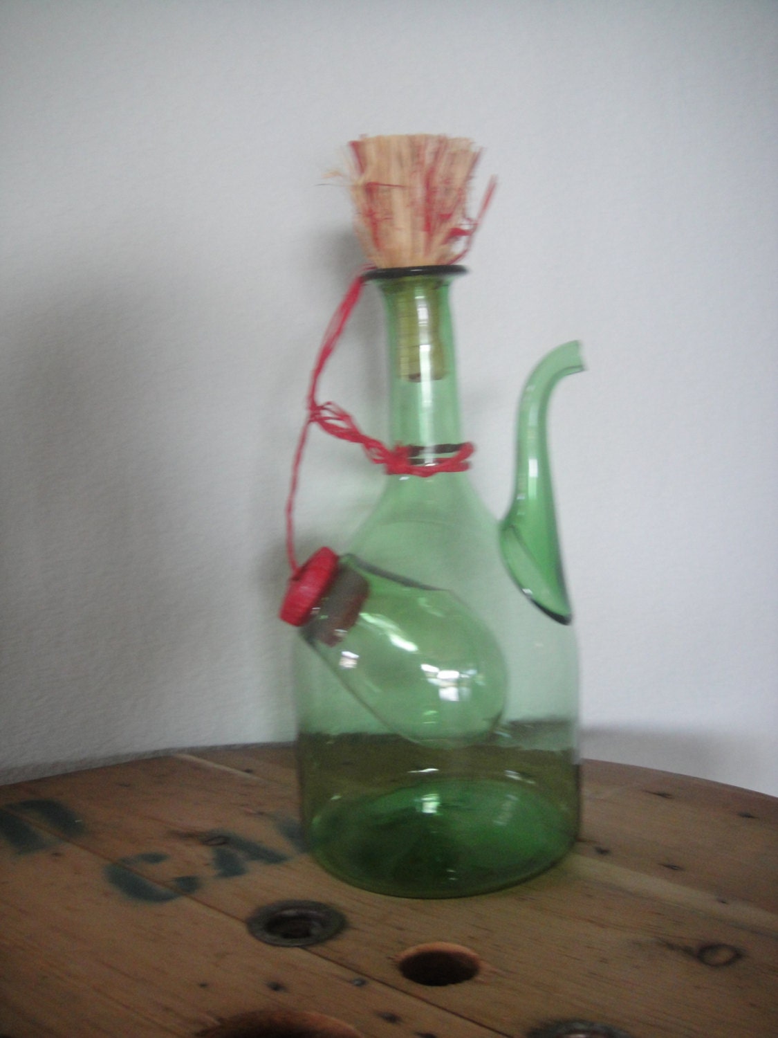Vintage Princess House Green Wine Cooler Decanter with Ice
