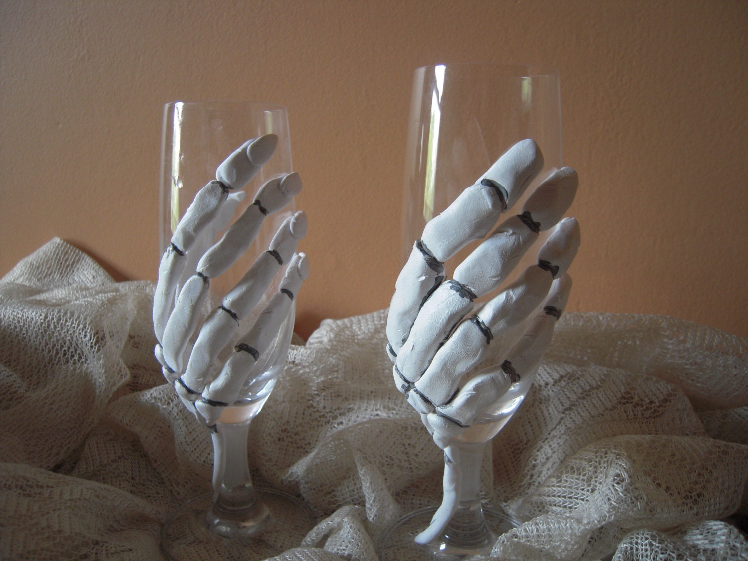 Day of the Dead Skeleton Champagne Glasses/ Wedding Toast