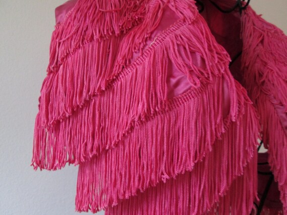 1940's Hot Pink Fringed Bolero Jacket Vintage Fringed