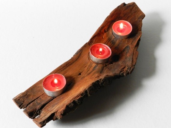 Rustic Wooden Candle Holders Natural wood home  decor  One of a