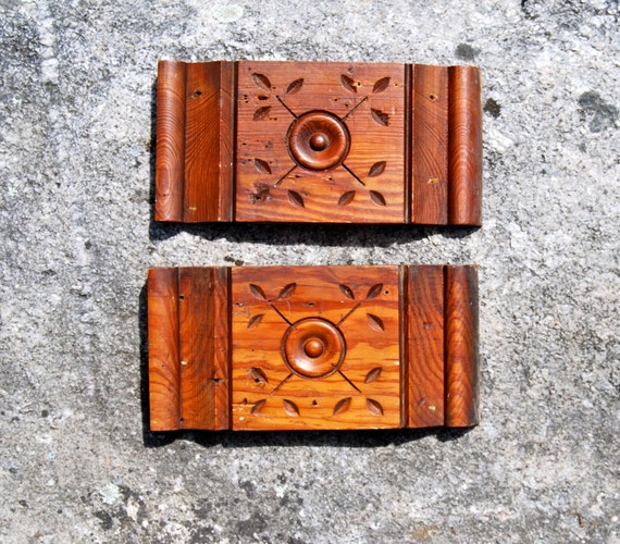 Items similar to Two Antique Carved Wood Plinth Corner Blocks