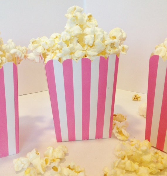 pink and white striped popcorn boxes