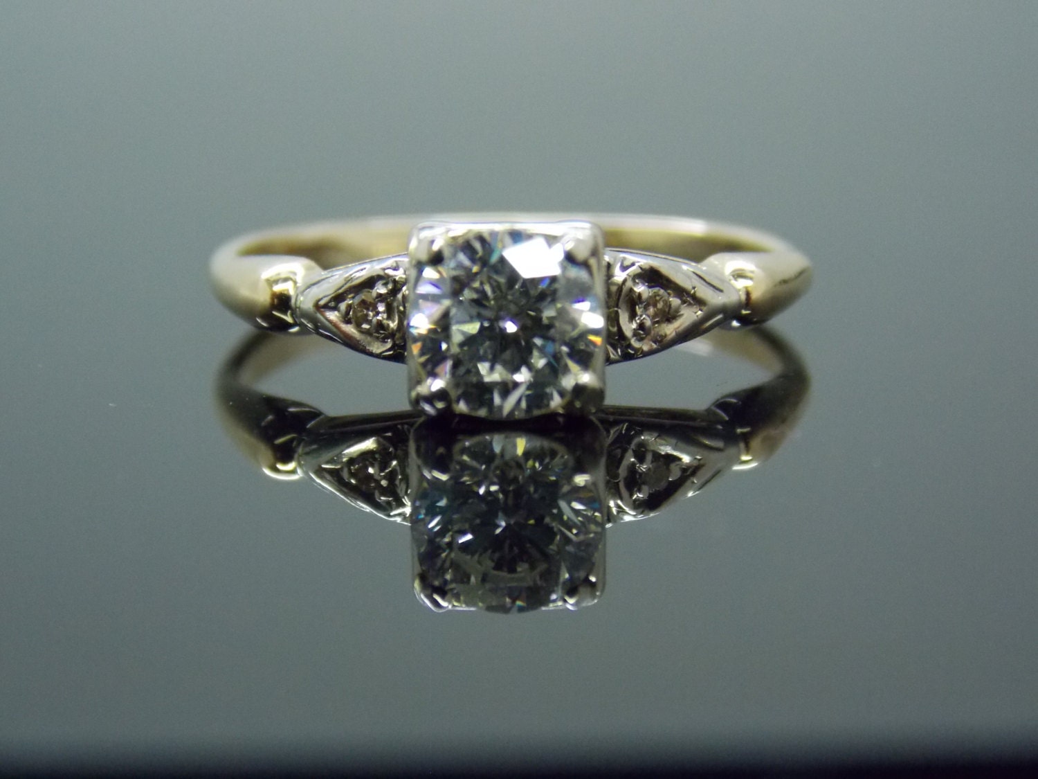 RESERVED Vintage  1940 s  Diamond Engagement Ring  14k