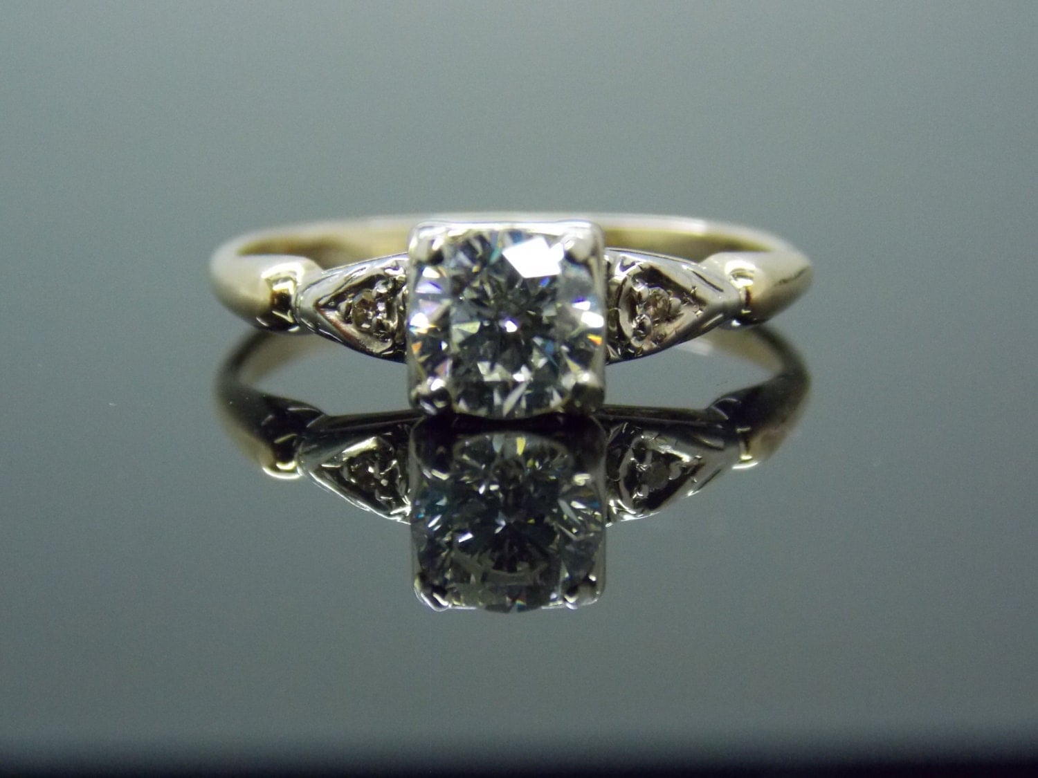 RESERVED Vintage  1940 s  Diamond Engagement Ring  14k