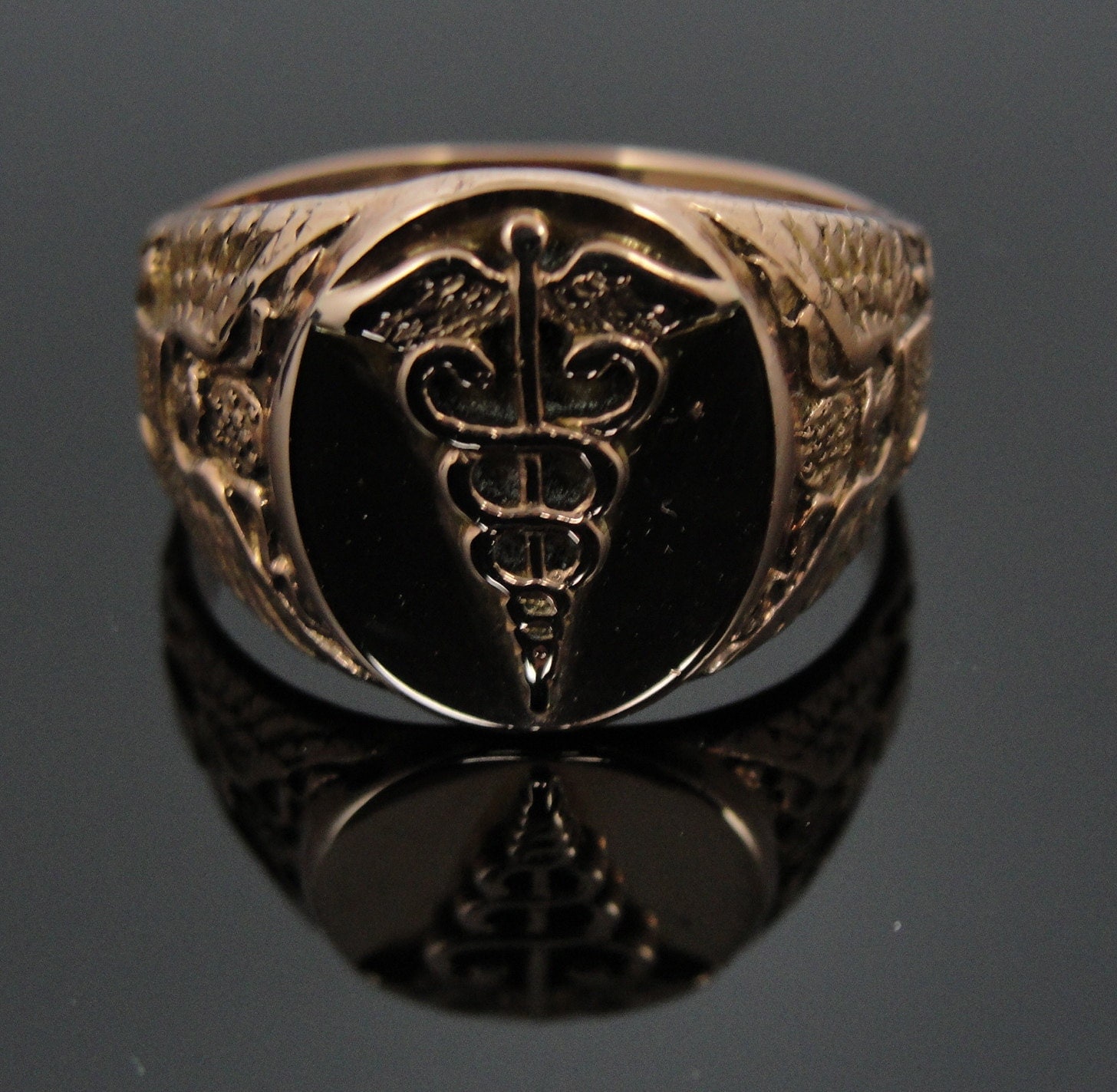 Vintage Caduceus Signet Ring Medical Doctor Nursing