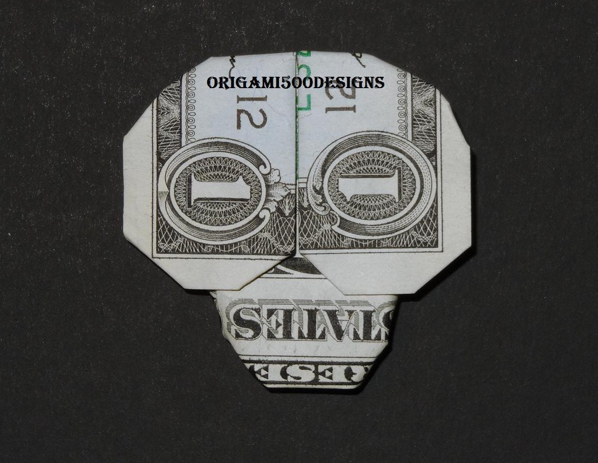 Money Origami SKULL Great Gift Idea Skeleton Made Of Real