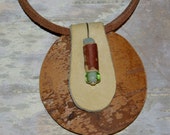 Statement Pendant Necklace Birch Bark with Matching Earrings