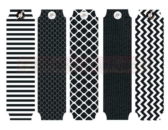 items similar to black and white digital bookmarks journal tags