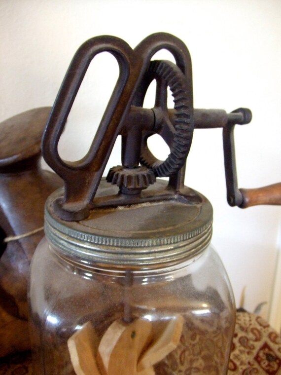 Vintage Glass Jar Butter Churn Not sure what Brand but the jar