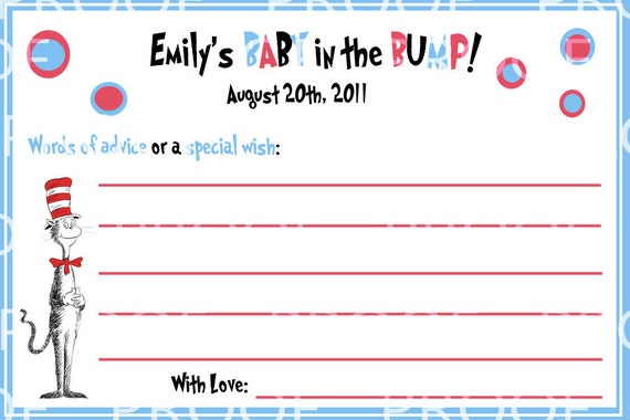Items similar to Custom Dr. Seuss Baby Shower Stationary on Etsy