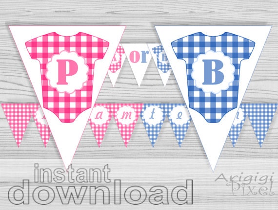 pink or blue baby shower banner gender reveal banner printable