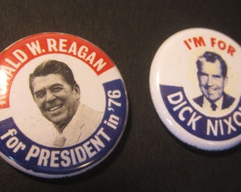 Richard Nixon or Ronald Reagan Replica Campaign Buttons