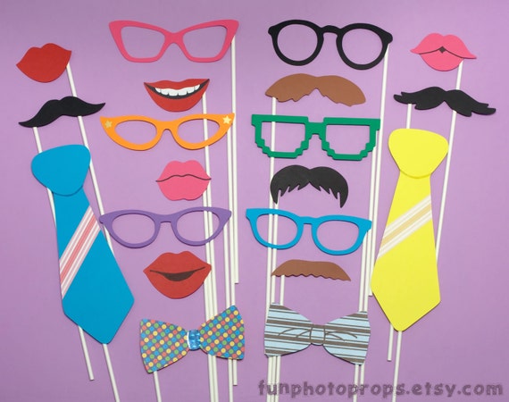 20 piece Photo booth Prop Set - Party Photo Booth Props - Wedding Photobooth Props (H) Il_570xn
