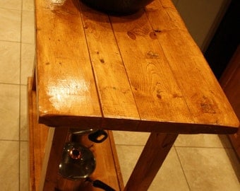 Beautiful Multi Functional Deep Rich Paprika Stained Distressed Wood Table Kitchen Island Custom Made Sizes Colors Upon Request
