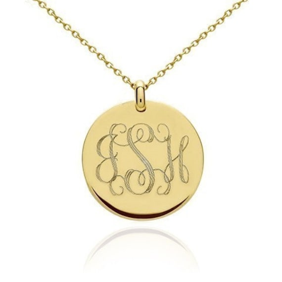 Items similar to 14k solid gold, Monogram, Monogram Necklace, Personalized Necklace, Name ...