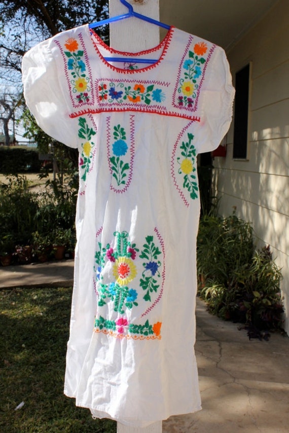 Vintage 80s mexican style dress ETHNIC hipster embroidery