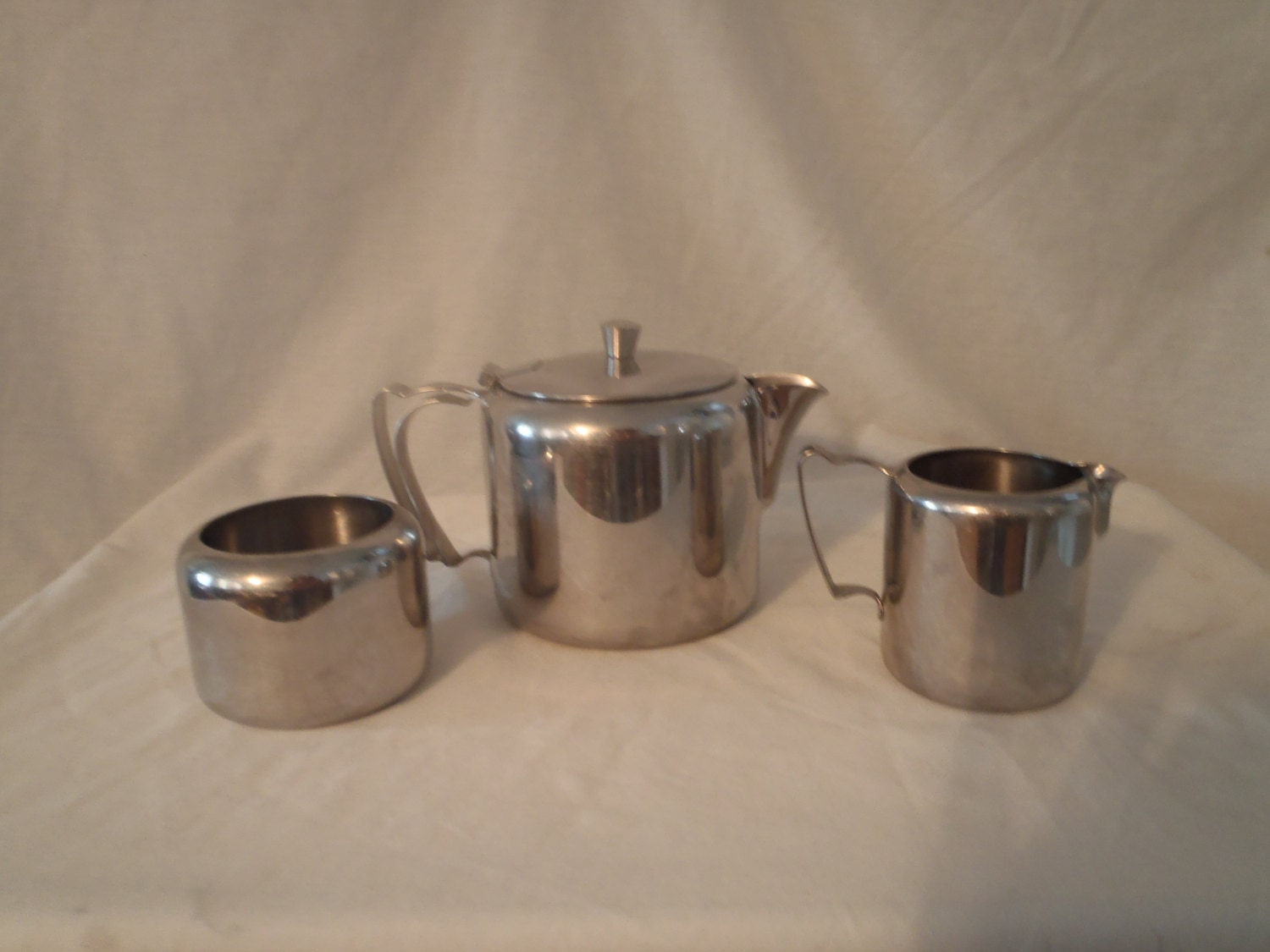 Vintage Stainless Steel Tea Set Teapot Creamer Sugar Bowl - ðzoom vintage stainless steel tea set teapot creamer sugar bowl - ðzoom
