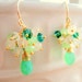Green Cluster Earrings in Gold Filled Wire - Bridal/Wedding Jewelry Emerald Gems Dangles