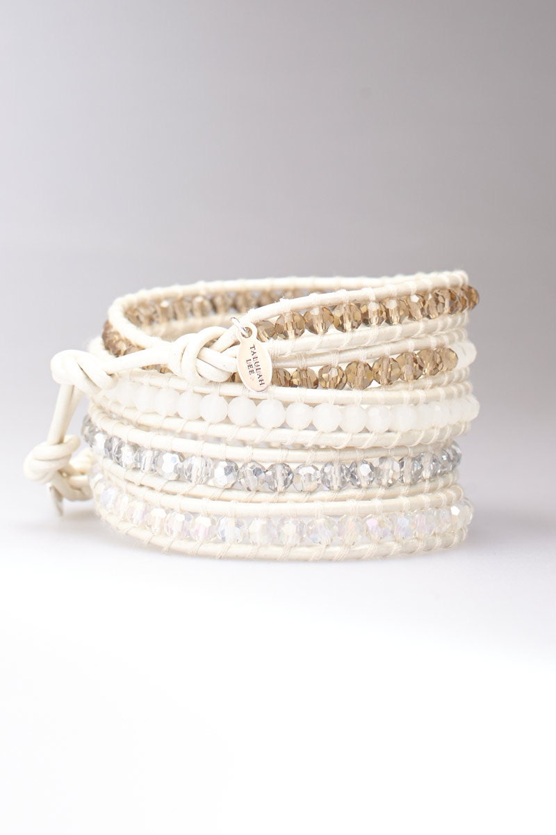 SALE 30% OFF White Crystal Wrap Bracelet White by TalulahLee